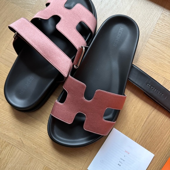 Hermes Authentic Chypre Calfskin Women’s Sandals 36 Satin Pink - Picture 8 of 10